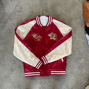 Red Embroidered Bullet Noise Jacket